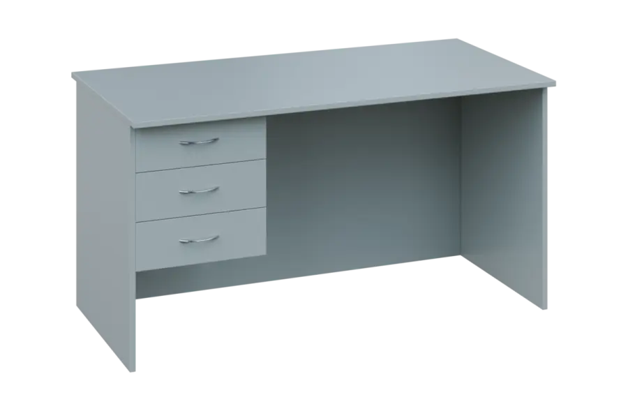 CPL 18 - 14Z13 stůl kancelářský, 3-zásuvkový, levý, dřevěná podnož, deska 18 mm, široký 1400 mm, šedá